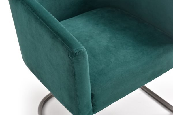 Modrest Yukon Modern Green Velvet & Black Gun Dining Chair - Image 5