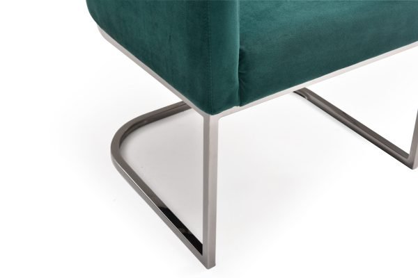 Modrest Yukon Modern Green Velvet & Black Gun Dining Chair - Image 2