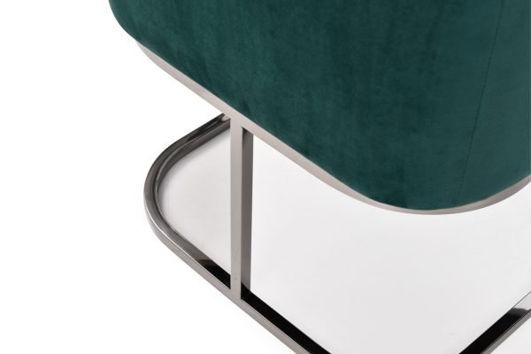 Modrest Yukon Modern Green Velvet & Black Gun Dining Chair - Image 4