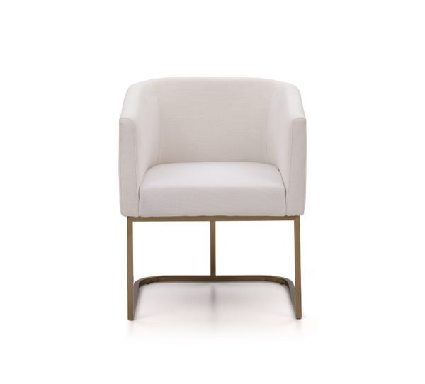 Modrest Yukon Modern White Fabric and Antique Brass Dining Chair - Image 2