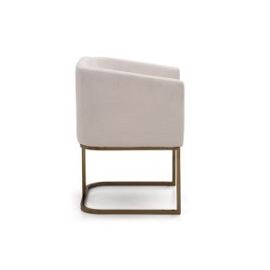Modrest Yukon Modern White Fabric and Antique Brass Dining Chair