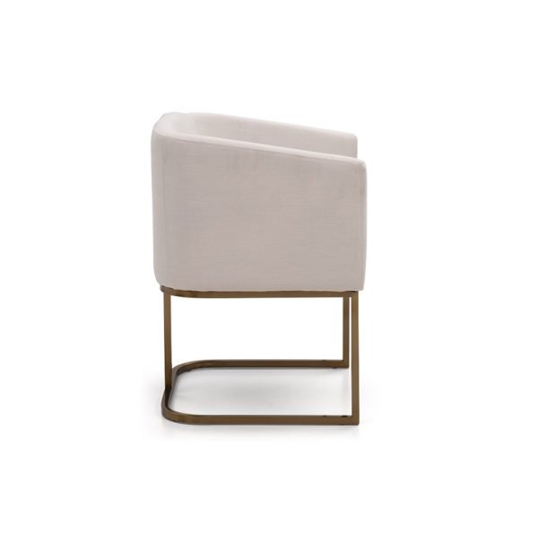 Modrest Yukon Modern White Fabric and Antique Brass Dining Chair