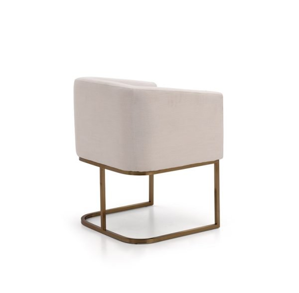 Modrest Yukon Modern White Fabric and Antique Brass Dining Chair - Image 5