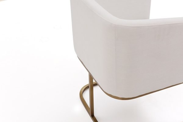 Modrest Yukon Modern White Fabric and Antique Brass Dining Chair - Image 3