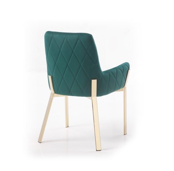 Modrest Robin Modern Green Velvet & Gold Dining Chair - Image 2