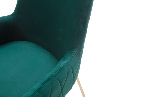 Modrest Robin Modern Green Velvet & Gold Dining Chair - Image 3