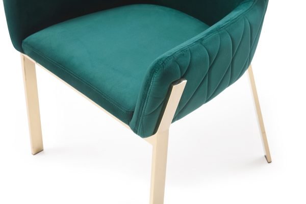 Modrest Robin Modern Green Velvet & Gold Dining Chair - Image 4