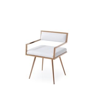 Modrest Rosario Modern White & Rosegold Dining Chair