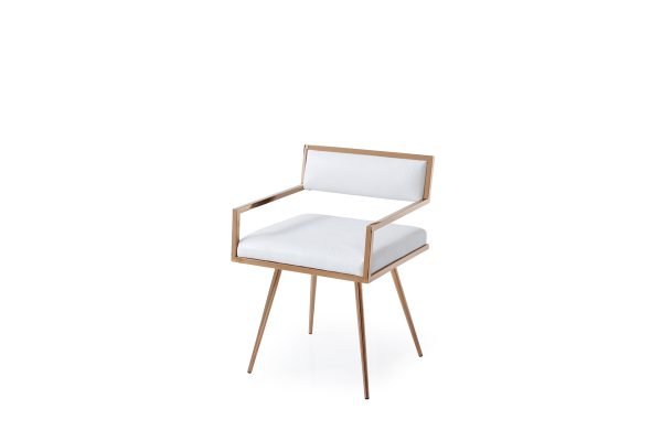 Modrest Rosario Modern White & Rosegold Dining Chair