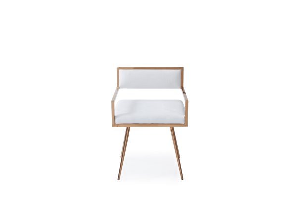 Modrest Rosario Modern White & Rosegold Dining Chair - Image 2