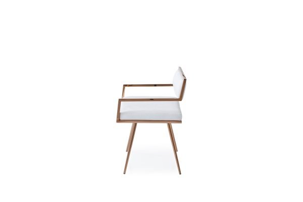 Modrest Rosario Modern White & Rosegold Dining Chair - Image 3