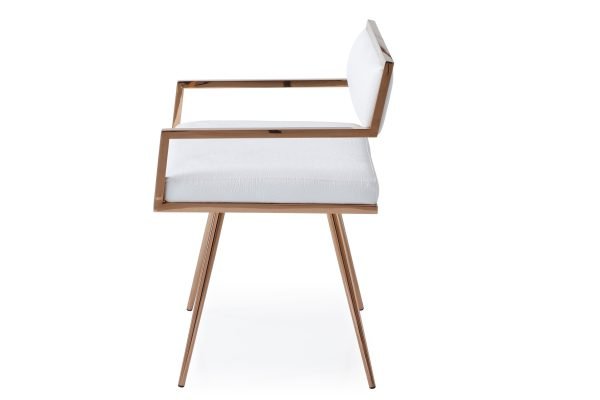 Modrest Rosario Modern White & Rosegold Dining Chair - Image 5