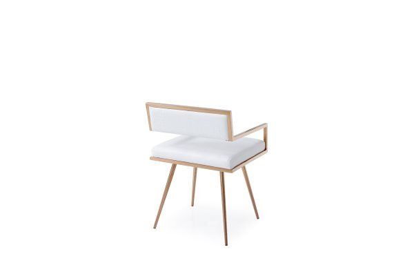 Modrest Rosario Modern White & Rosegold Dining Chair - Image 4