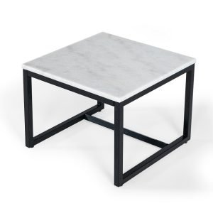Modrest Baca - White Marble + Black Metal End Table