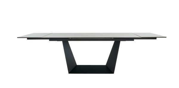 Modrest Baldwin - Modern Grey Ceramic & Black Metal Extendable Dining Table - Image 4