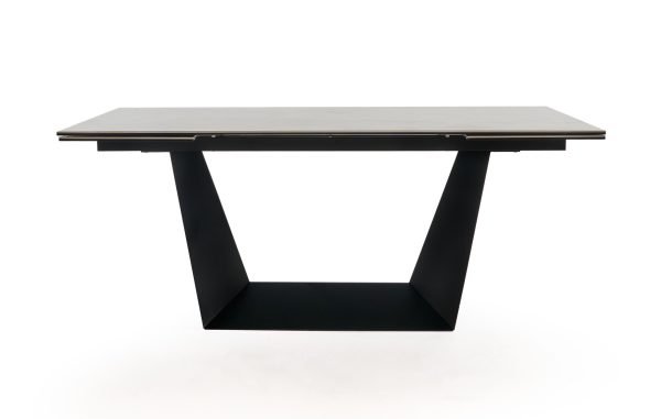 Modrest Baldwin - Modern Grey Ceramic & Black Metal Extendable Dining Table - Image 5