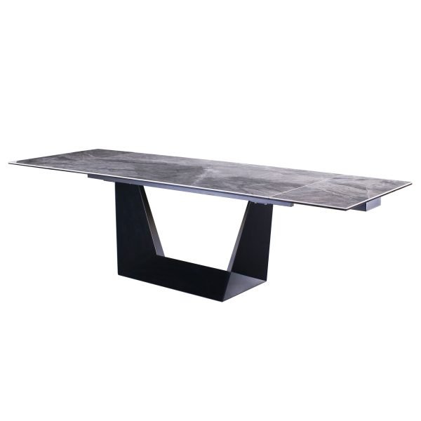 Modrest Baldwin - Modern Grey Ceramic & Black Metal Extendable Dining Table - Image 2
