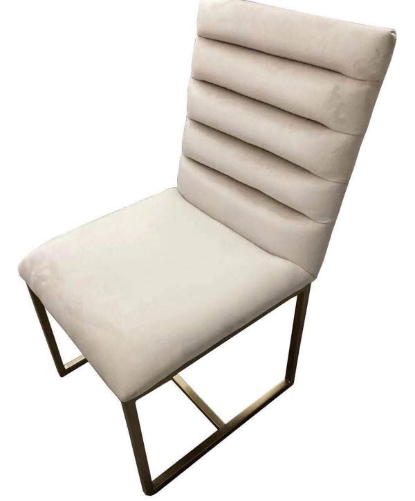 Modrest Barker - Modern Beige & Brush Gold Dining Chair (Set of 2)