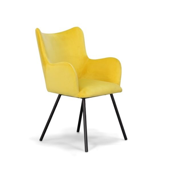 Modrest Barrett - Modern Yellow Velvet Dining Chair - Image 2