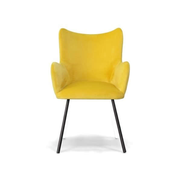 Modrest Barrett - Modern Yellow Velvet Dining Chair - Image 3