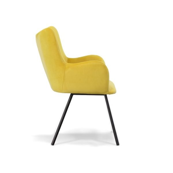 Modrest Barrett - Modern Yellow Velvet Dining Chair - Image 4