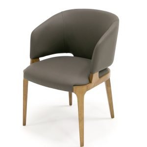 Modrest Baskin Brown and Walnut Arm Dining Chair