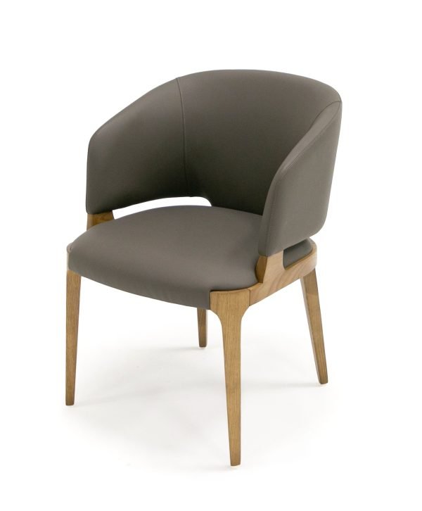Modrest Baskin Brown and Walnut Arm Dining Chair