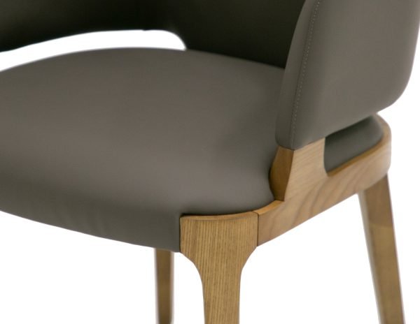 Modrest Baskin Brown and Walnut Arm Dining Chair - Image 3