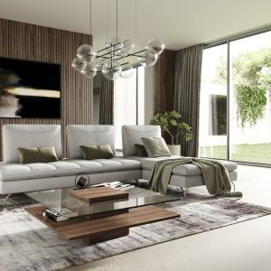 Modrest Bazzar - Italian Right Facing Grey Leather Sectional Sofa