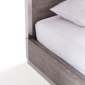 Modrest Arlene Modern Grey Elm & Stainless Steel Canopy Bed
