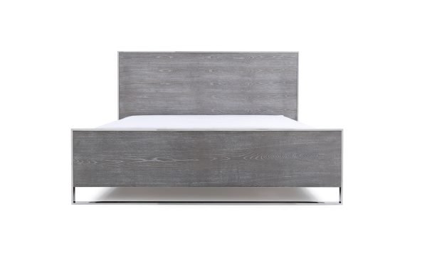 Modrest Charlene Modern Grey Elm & Stainless Steel Bedroom Set - Image 3