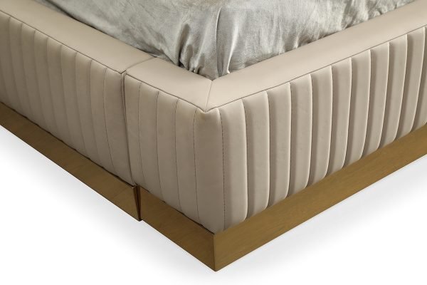 Modrest- Sterling Modern Beige Bonded Leather & Gold Bed - Image 5