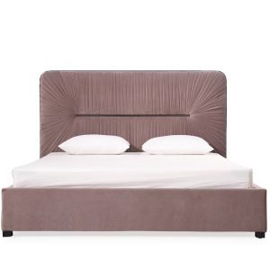 Modrest Duke Modern Grey Velvet & Black Gun Chrome Bedroom Set