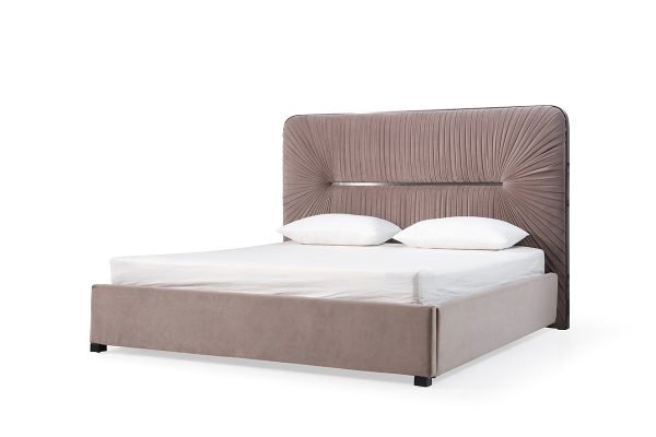 Modrest Duke Modern Grey Velvet & Black Gun Chrome Bedroom Set - Image 2