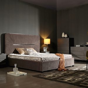Modrest Duke Modern Grey & Black Gun Chrome Nightstand