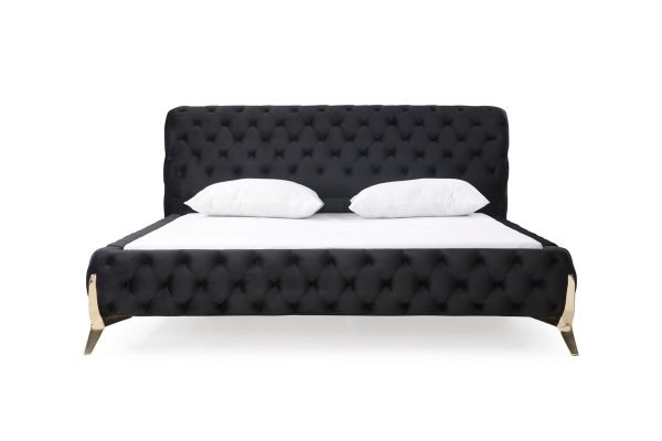 Modrest Legend Modern Black Velvet & Gold Bed - Image 3