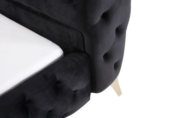 Modrest Legend Modern Black Velvet & Gold Bed