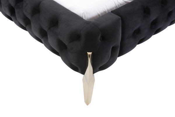 Modrest Legend Modern Black Velvet & Gold Bed - Image 4