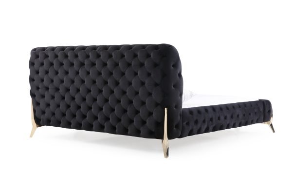 Modrest Legend Modern Black Velvet & Gold Bed - Image 2