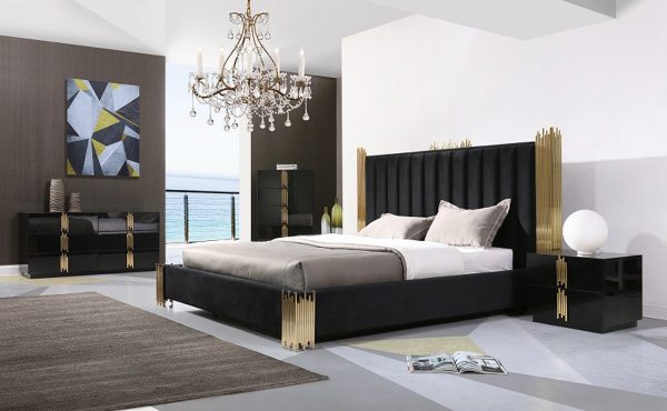 Modrest Token Modern Black & Gold Bed - Image 3