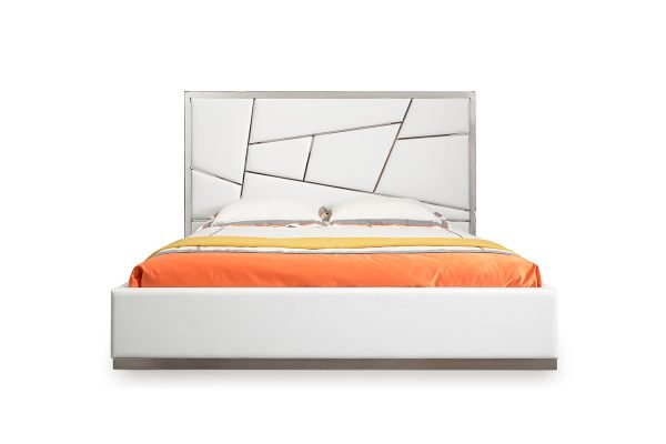 Modrest Chrysler Modern White Bonded Leather Bed - Image 2