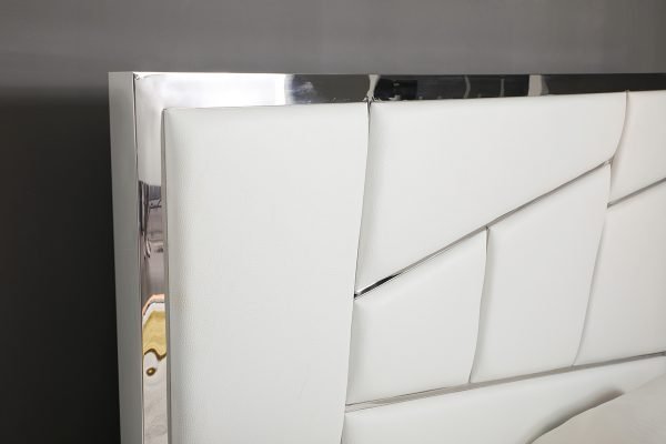 Modrest Chrysler Modern White Bonded Leather Bed - Image 3