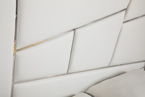 Modrest Chrysler Modern White Bonded Leather Bed - Image 4