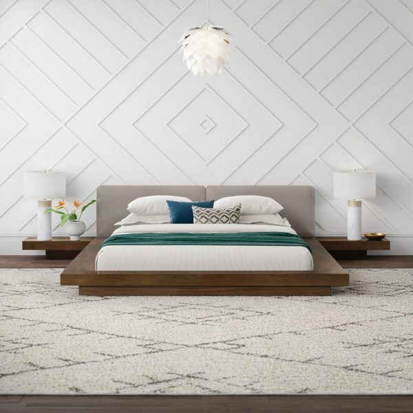 Modrest Tokyo - Contemporary Walnut and Grey Platform Bed - Image 2