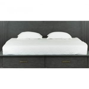 Modrest Manchester- Contemporary Platform Dark Grey Bed with Two Nightstands
