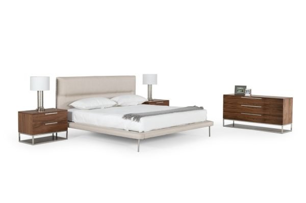 Modrest Bergeron - Contemporary Cream Woven Fabric Bed - Image 4