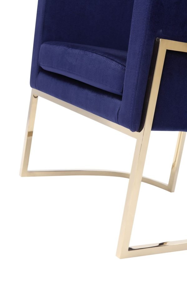 Modrest Betsy - Modern Navy Blue Velvet + Gold Kids Chair - Image 5