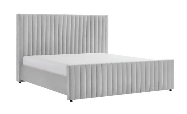 Queen Modrest Beverly - Modern Grey Velvet Bed