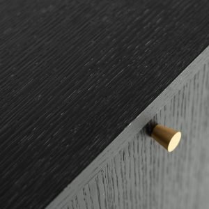 Modrest Billy Modern Black Oak & Gold Tall Buffet