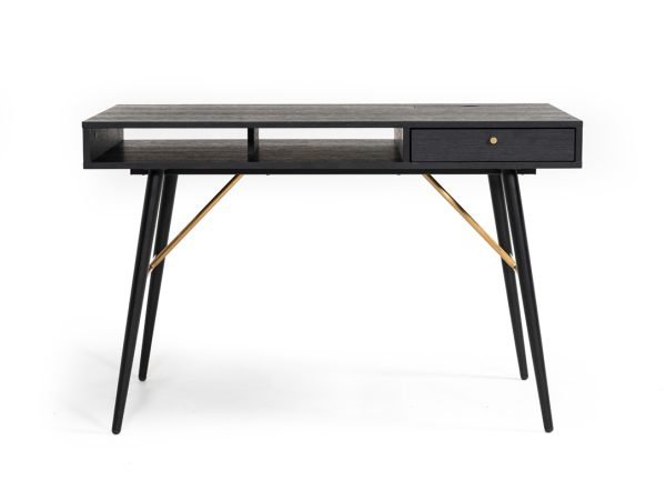 Modrest Billy Modern Black Oak & Gold Office Desk - Image 3